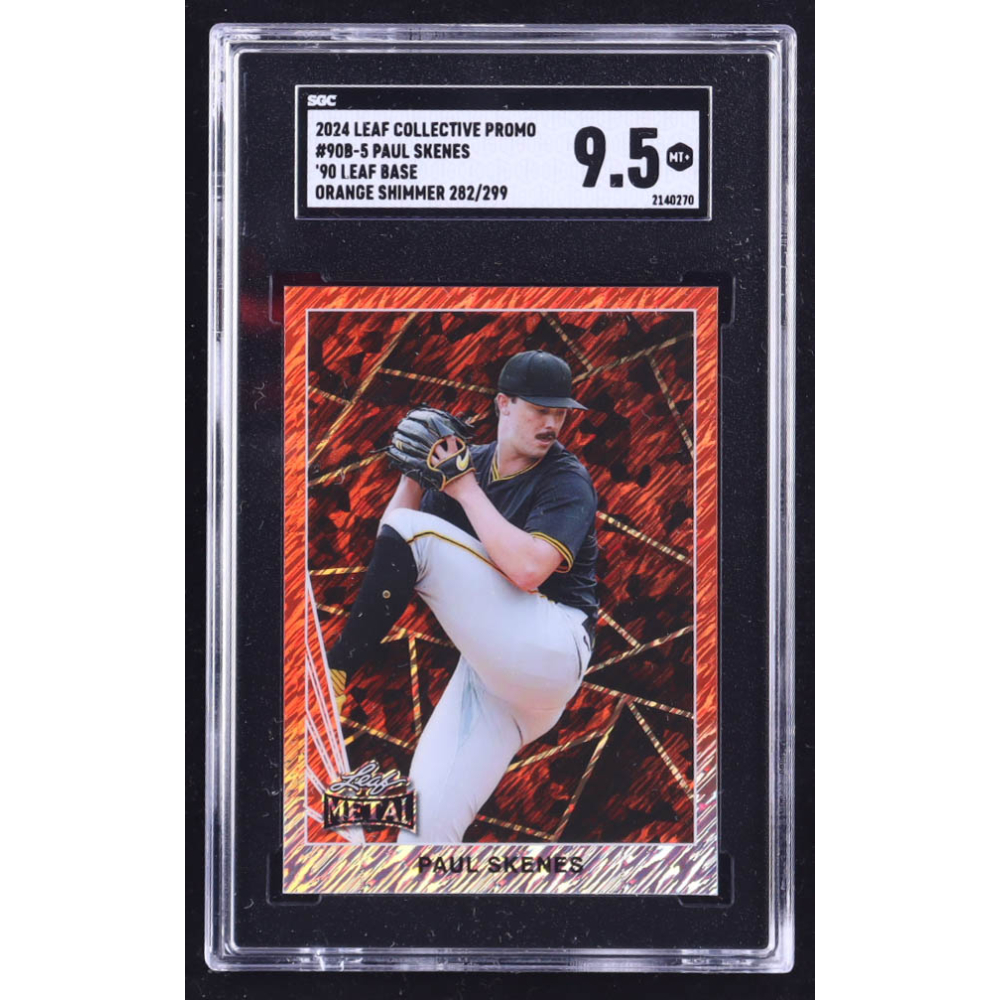 Paul Skenes 2024 Leaf Collective Promo '90 Leaf Base Shimmer Orange #90B5 #282/299 RC (SGC 9.5) at PristineAuction.com