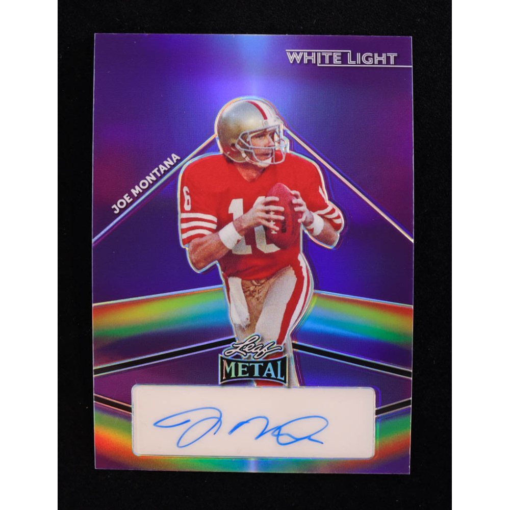 Joe Montana 2024 Leaf Metal Legacy Collection "White Light" #WL-JM4 Autograph Purple Prismatic SP Variation #8/8 at PristineAuction.com