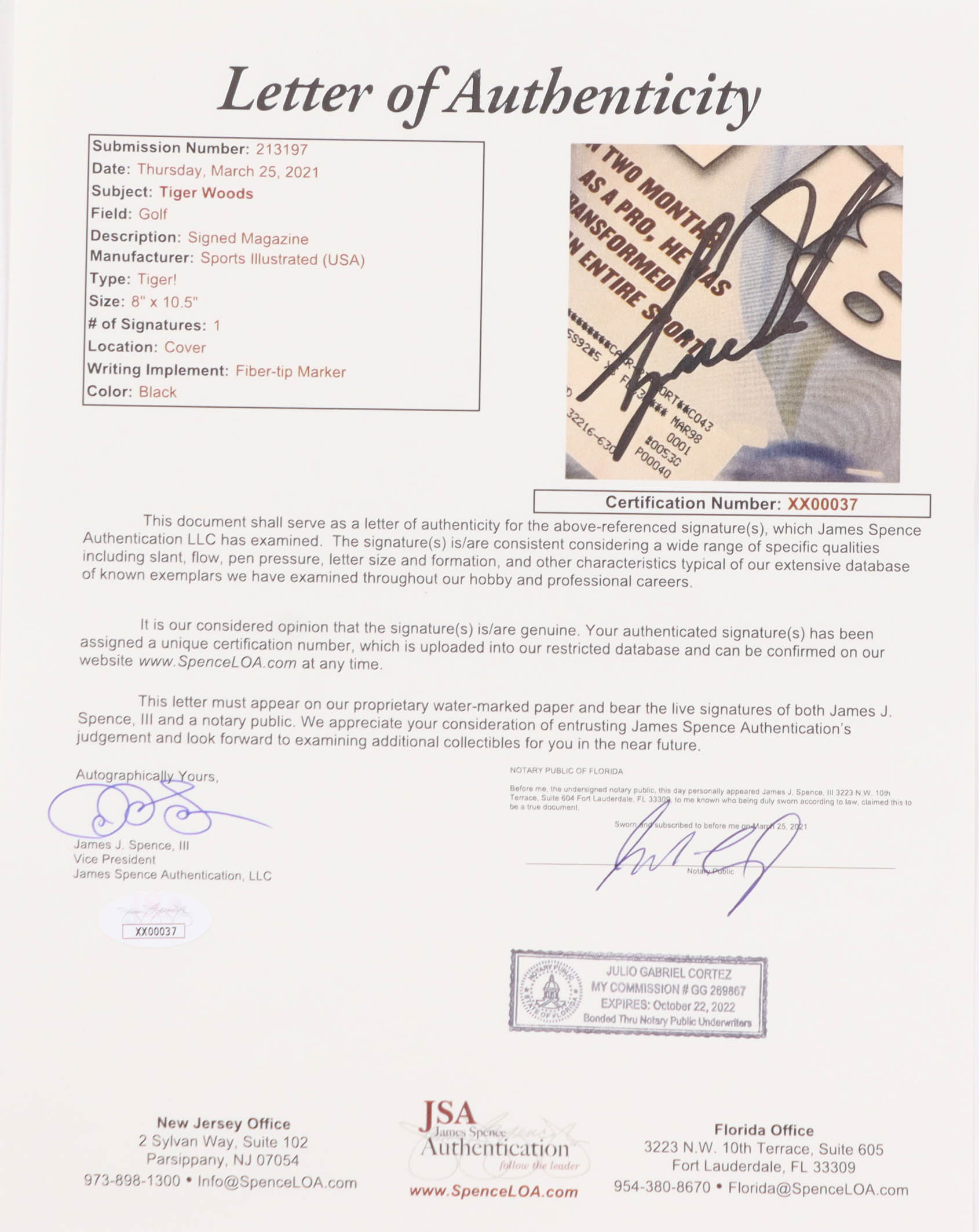 Tiger Woods Signed 1996 Sports Illustrated Magazine (JSA) at PristineAuction.com Tiger Woods Signed 1996 Sports Illustrated Magazine (JSA) at PristineAuction.com