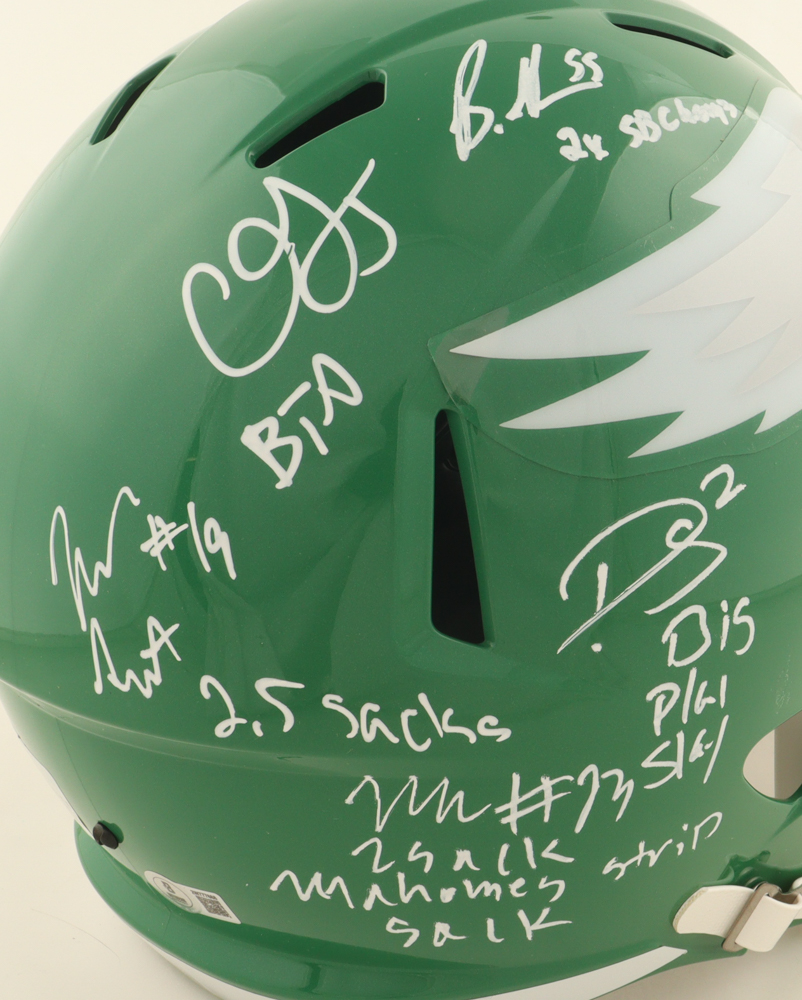Eagles Full-Size Throwback Alternate Speed Helmet Team-Signed By (9) With Brandon Graham, Kenneth Gainwell, C.J. Gardner-Johnson, Darius Slay With Multiple Inscriptions (Beckett) at PristineAuction.com Eagles Full-Size Throwback Alternate Speed Helmet Team-Signed By (9) With Brandon Graham, Kenneth Gainwell, C.J. Gardner-Johnson, Darius Slay With Multiple Inscriptions (Beckett) at PristineAuction.com