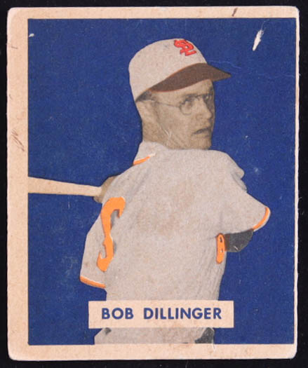 Bob Dillinger 1949 Bowman #143A RC / Script at PristineAuction.com Bob Dillinger 1949 Bowman #143A RC / Script at PristineAuction.com