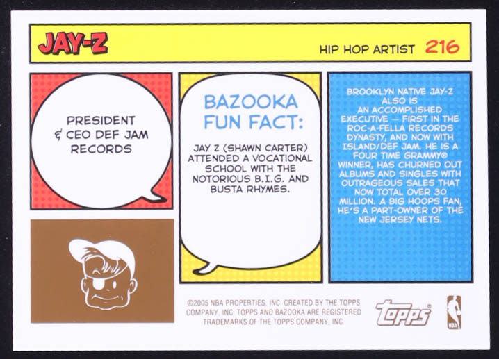 Jay-Z 2005-06 Bazooka #216 at PristineAuction.com Jay-Z 2005-06 Bazooka #216 at PristineAuction.com