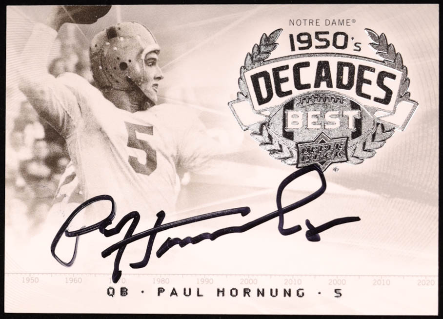 Paul Hornung Signed 2011 Upper Deck College Legends Decades Best #DBPH (Beckett) at PristineAuction.com Paul Hornung Signed 2011 Upper Deck College Legends Decades Best #DBPH (Beckett) at PristineAuction.com