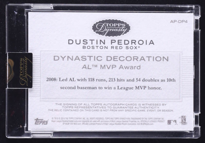 Dustin Pedroia 2016 Topps Dynasty Autograph Patches 5 #APDP4 #4/5 at PristineAuction.com Dustin Pedroia 2016 Topps Dynasty Autograph Patches 5 #APDP4 #4/5 at PristineAuction.com