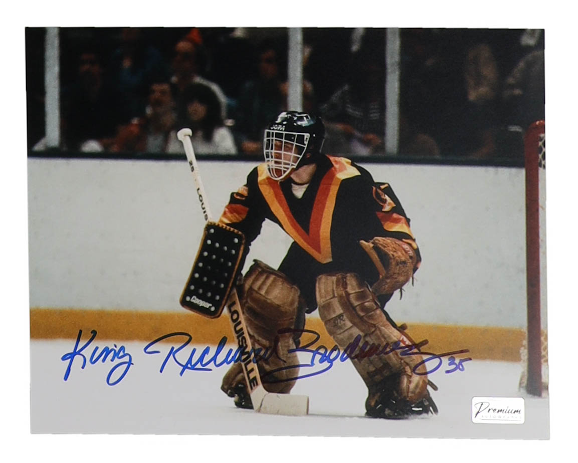 "King" Richard Brodeur Signed Canucks 8x10 Photo (Premium Autographs) at PristineAuction.com "King" Richard Brodeur Signed Canucks 8x10 Photo (Premium Autographs) at PristineAuction.com