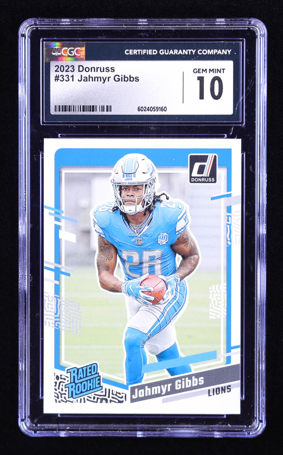 Jahmyr Gibbs 2023 Donruss #331 RR RC (CGC 10) at PristineAuction.com Jahmyr Gibbs 2023 Donruss #331 RR RC (CGC 10) at PristineAuction.com