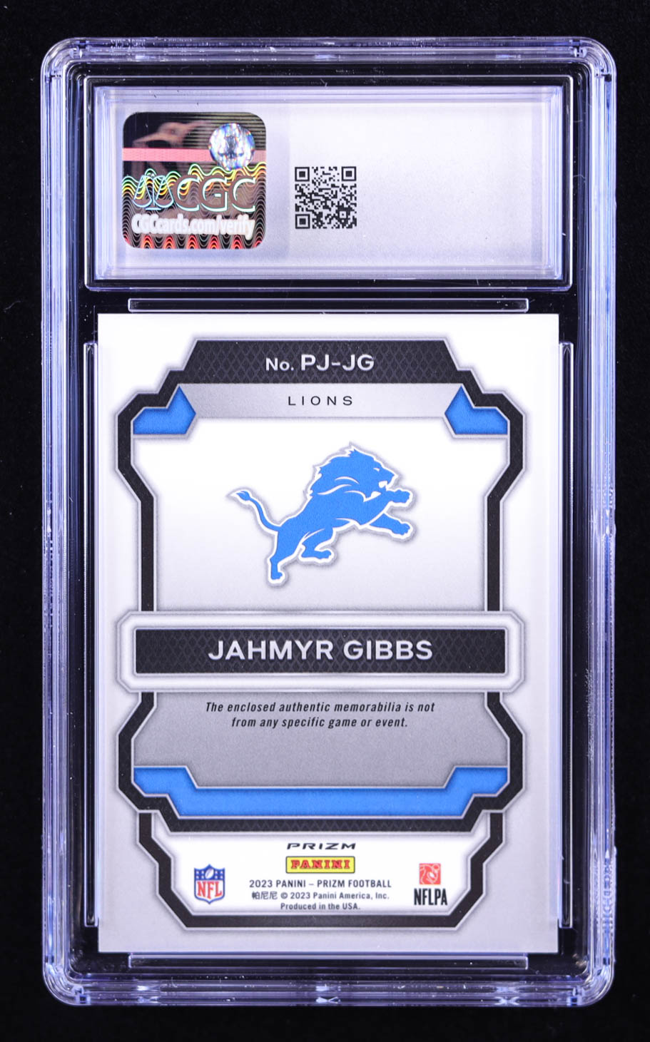 Jahmyr Gibbs 2023 Panini Prizm Premier Jerseys #7 RC (CGC 8.5) at PristineAuction.com Jahmyr Gibbs 2023 Panini Prizm Premier Jerseys #7 RC (CGC 8.5) at PristineAuction.com