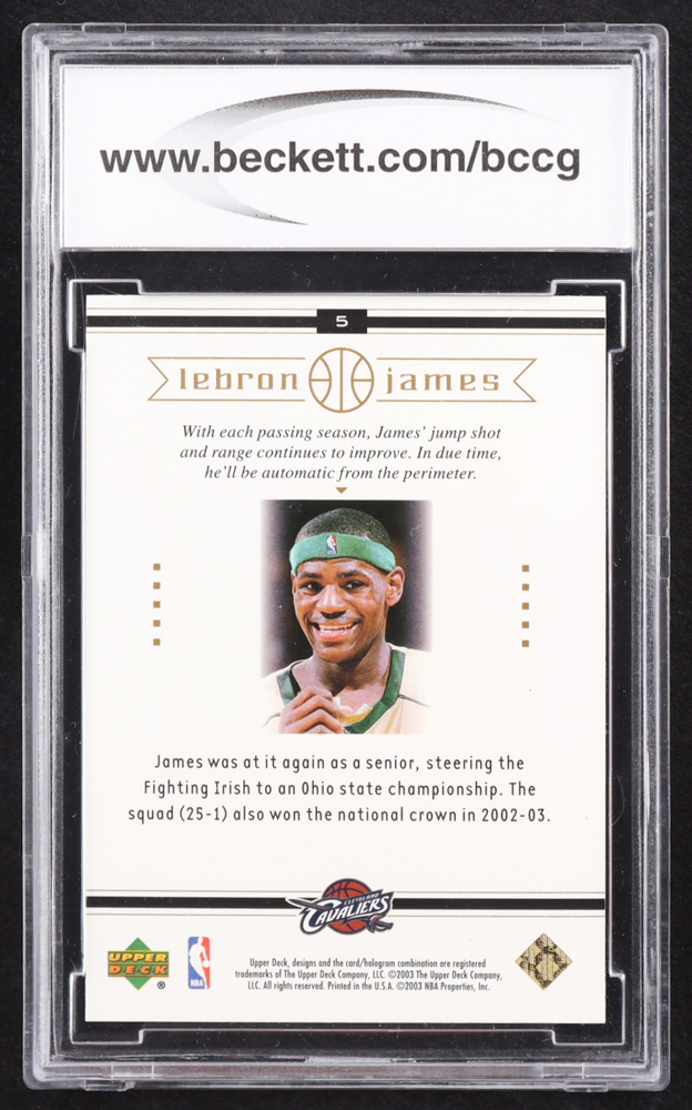 LeBron James 2003 Upper Deck LeBron James Box Set #5 RC (BCCG 10) at PristineAuction.com LeBron James 2003 Upper Deck LeBron James Box Set #5 RC (BCCG 10) at PristineAuction.com