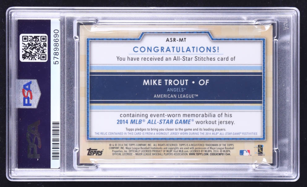 Mike Trout 2014 Topps Chrome Update All-Star Stitches #ASCRMT (PSA 9) at PristineAuction.com Mike Trout 2014 Topps Chrome Update All-Star Stitches #ASCRMT (PSA 9) at PristineAuction.com