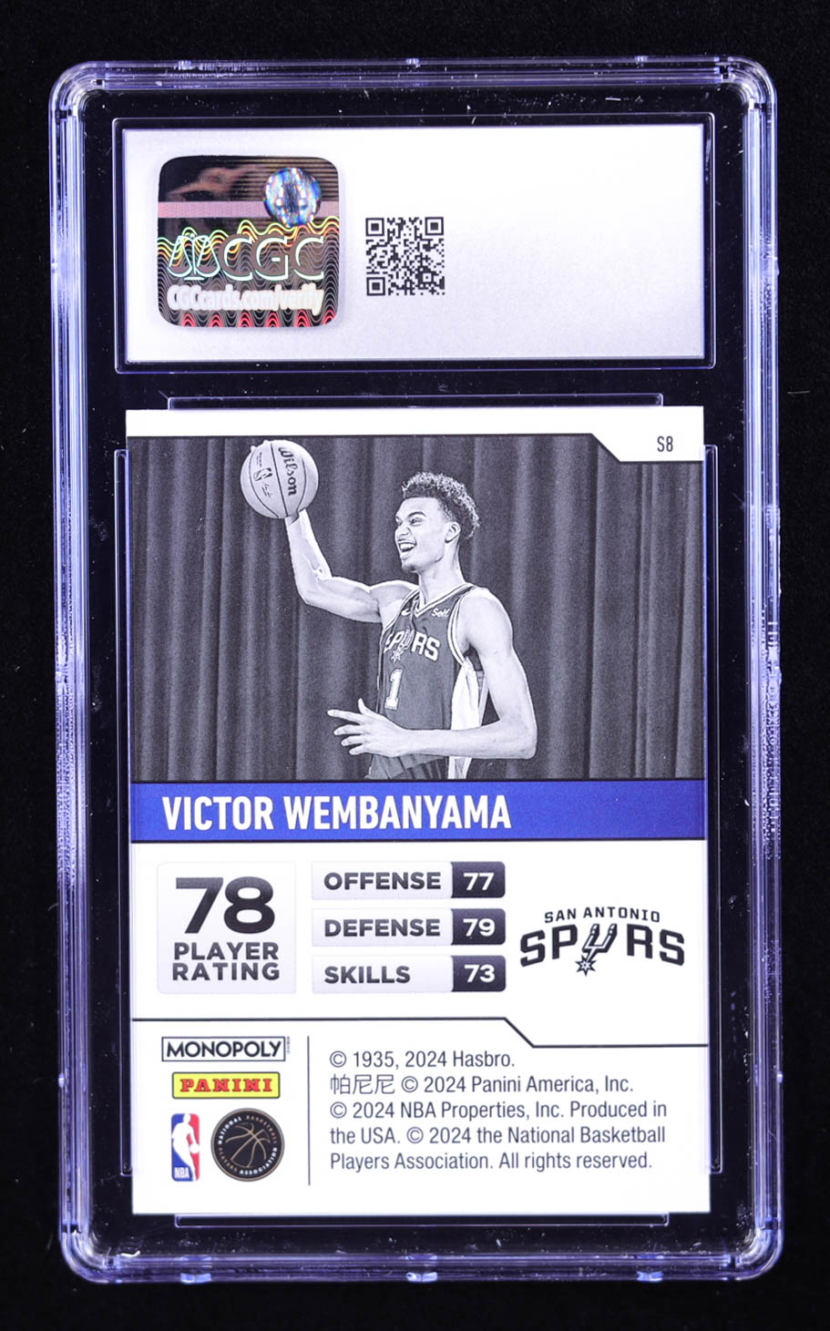 Victor Wembanyama 2023-24 Panini Prizm Monopoly Starter Deck #S8 RC (CGC 9) at PristineAuction.com Victor Wembanyama 2023-24 Panini Prizm Monopoly Starter Deck #S8 RC (CGC 9) at PristineAuction.com