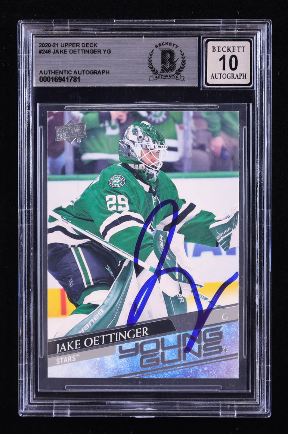 Jake Oettinger Signed 2020-21 Upper Deck #246 YG RC (BGS | Autograph Grade 10) at PristineAuction.com Jake Oettinger Signed 2020-21 Upper Deck #246 YG RC (BGS | Autograph Grade 10) at PristineAuction.com
