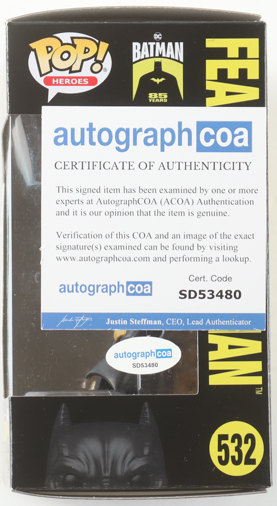 Christian Bale Signed "Batman Begins" #532 Fear Gas Batman Funko Pop! Vinyl Figure (AutographCOA) at PristineAuction.com Christian Bale Signed "Batman Begins" #532 Fear Gas Batman Funko Pop! Vinyl Figure (AutographCOA) at PristineAuction.com