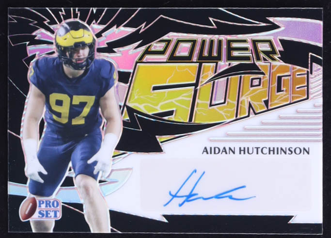 Aidan Hutchinson 2022 Pro Set Metal Power Surge Autographs Prismatic Black #PSAH1 RC #3/20 at PristineAuction.com Aidan Hutchinson 2022 Pro Set Metal Power Surge Autographs Prismatic Black #PSAH1 RC #3/20 at PristineAuction.com