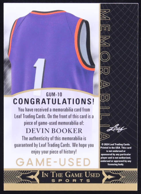 Devin Booker 2024 ITG Used Sports Game-Used Memorabilia Crystal Rainbow #GUM10 #59/60 at PristineAuction.com Devin Booker 2024 ITG Used Sports Game-Used Memorabilia Crystal Rainbow #GUM10 #59/60 at PristineAuction.com
