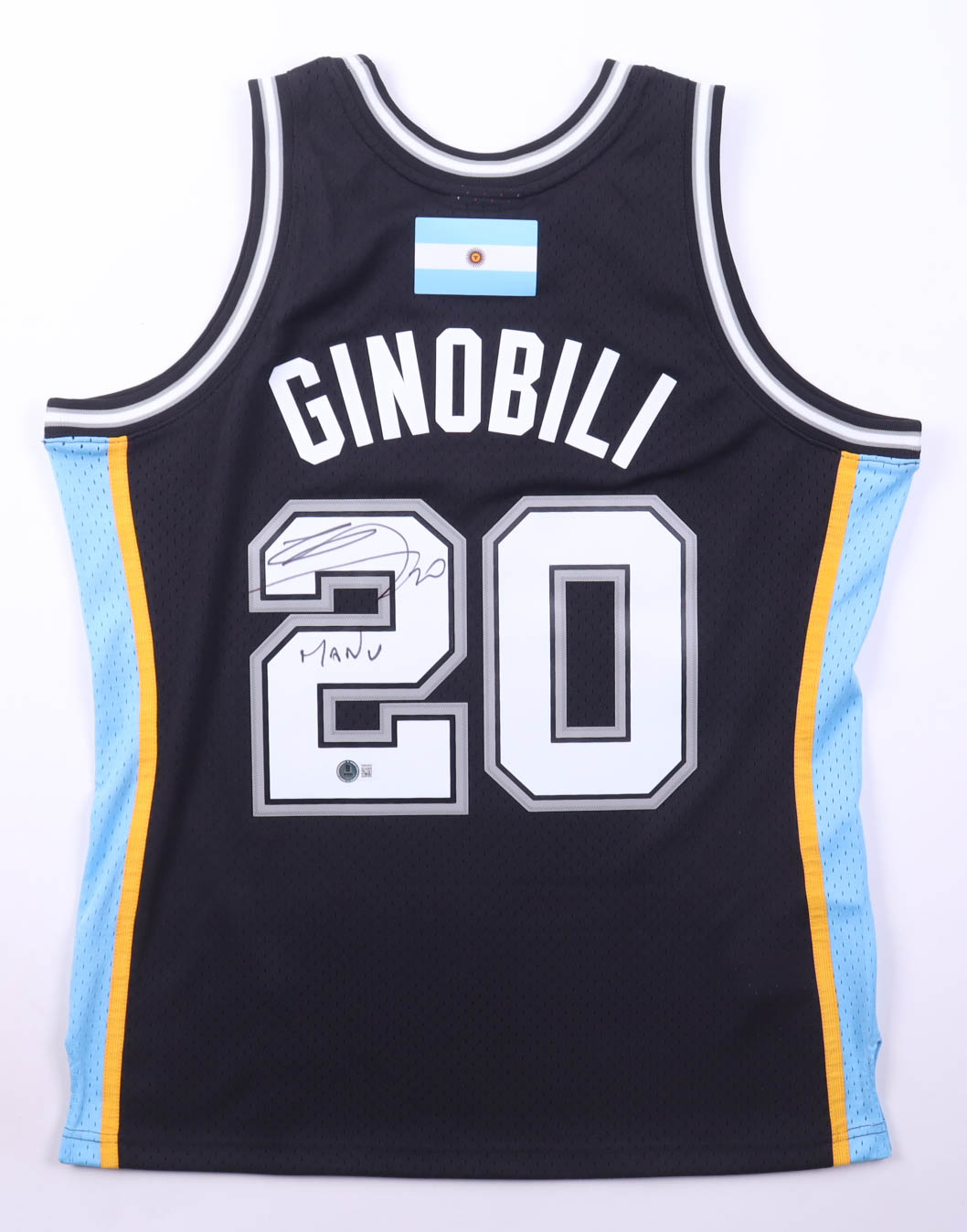 Manu Ginobili Signed Spurs Authentic Mitchell & Ness Retirement Jersey Inscribed "Manu" (PSA) at PristineAuction.com Manu Ginobili Signed Spurs Authentic Mitchell & Ness Retirement Jersey Inscribed "Manu" (PSA) at PristineAuction.com
