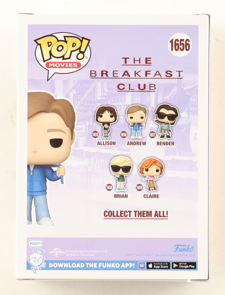 Emilio Estevez Signed "The Breakfast Club" #1656 Andrew Funko Pop! Vinyl Figure Inscribed "The Jock" (Beckett) at PristineAuction.com Emilio Estevez Signed "The Breakfast Club" #1656 Andrew Funko Pop! Vinyl Figure Inscribed "The Jock" (Beckett) at PristineAuction.com