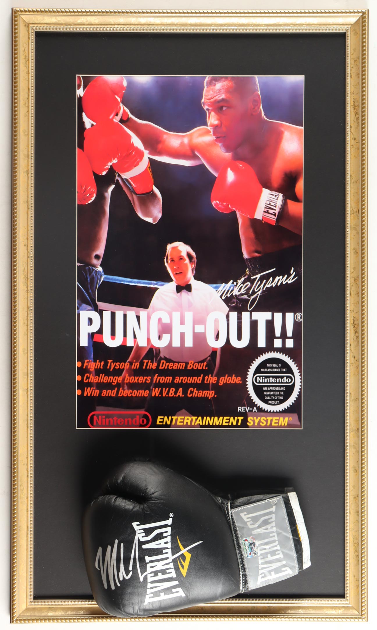 Mike Tyson Signed Custom Framed Everlast Boxing Glove Display with Nintendo "Punch-Out!" Photo (Tyson) at PristineAuction.com Mike Tyson Signed Custom Framed Everlast Boxing Glove Display with Nintendo "Punch-Out!" Photo (Tyson) at PristineAuction.com