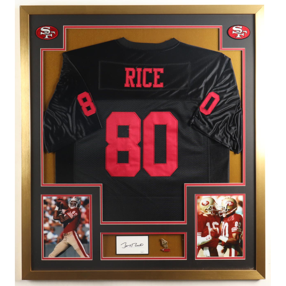 Jerry Rice Signed Custom Framed Cut Display With Jersey, Player ...