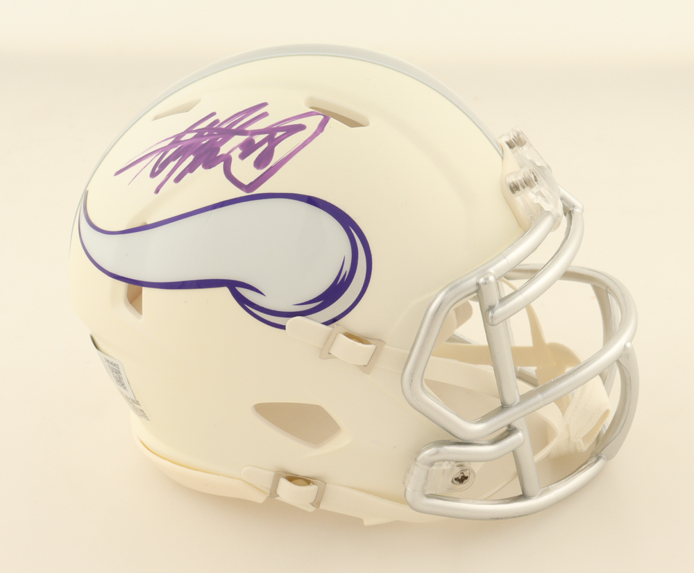 Adrian Peterson Signed Vikings Flat White Alternate Speed Mini Helmet (Beckett) at PristineAuction.com Adrian Peterson Signed Vikings Flat White Alternate Speed Mini Helmet (Beckett) at PristineAuction.com
