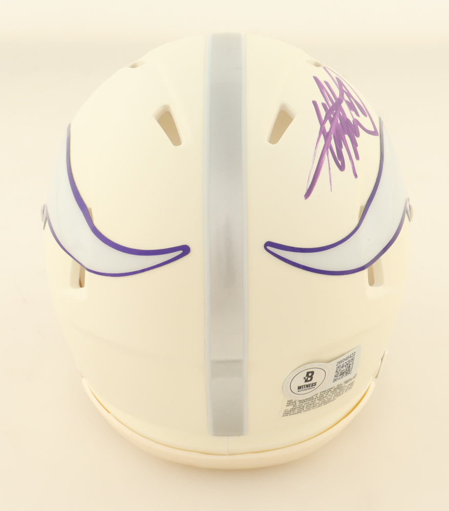 Adrian Peterson Signed Vikings Flat White Alternate Speed Mini Helmet (Beckett) at PristineAuction.com Adrian Peterson Signed Vikings Flat White Alternate Speed Mini Helmet (Beckett) at PristineAuction.com