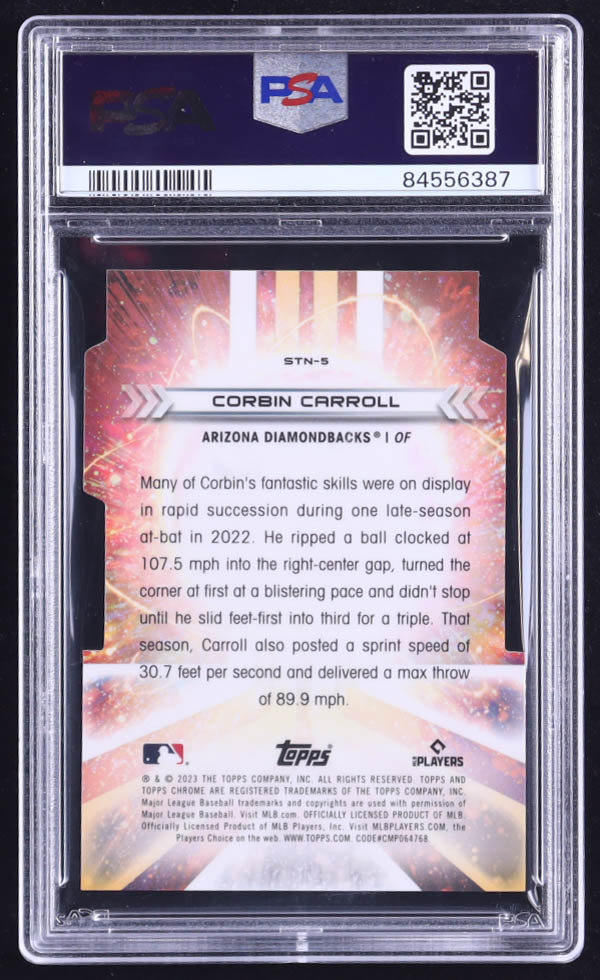 Corbin Carroll 2023 Topps Cosmic Chrome Stella Nova #STN5 RC (PSA 10) at PristineAuction.com Corbin Carroll 2023 Topps Cosmic Chrome Stella Nova #STN5 RC (PSA 10) at PristineAuction.com