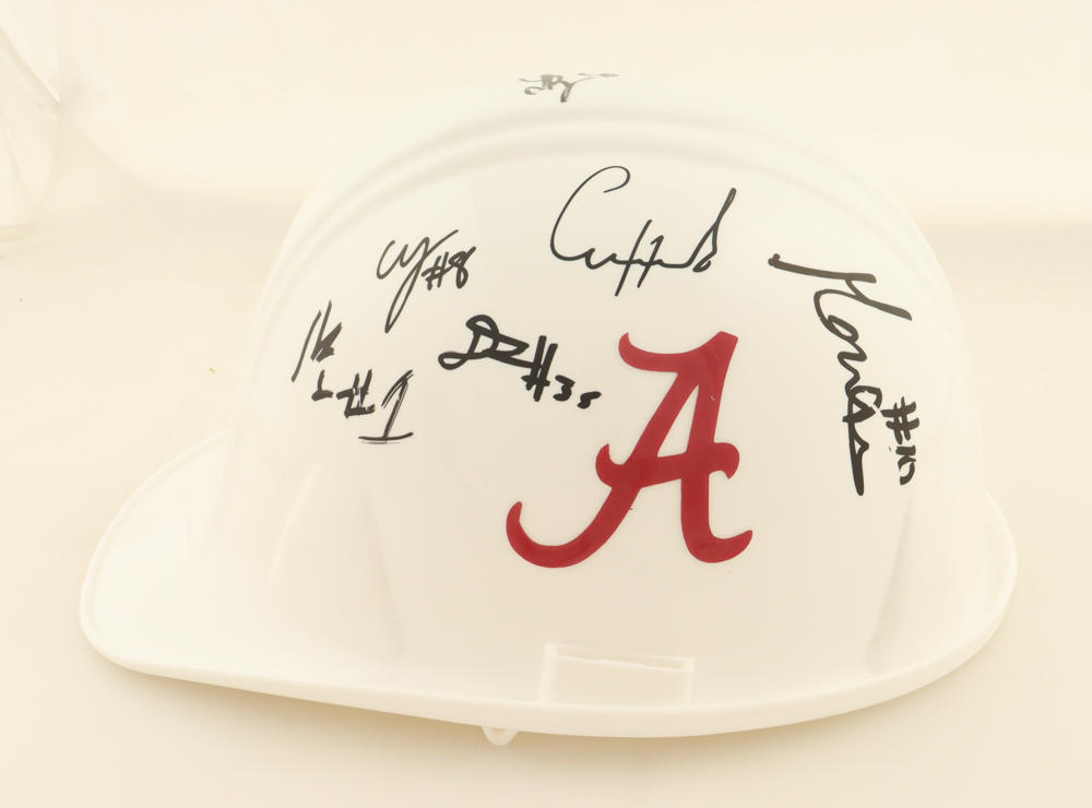 2025 Alabama Crimson Tide Hard Hat Team-Signed by (9) with Mark Sears, Chris Youngblood, Grant Nelson, Aden Holloway (Beckett) at PristineAuction.com 2025 Alabama Crimson Tide Hard Hat Team-Signed by (9) with Mark Sears, Chris Youngblood, Grant Nelson, Aden Holloway (Beckett) at PristineAuction.com