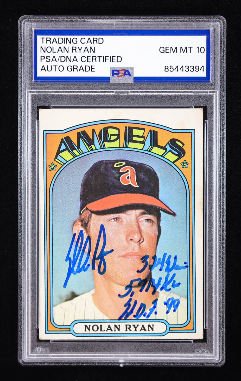 Nolan Ryan Signed 1972 Topps #595 with Multiple Inscriptions (PSA ...