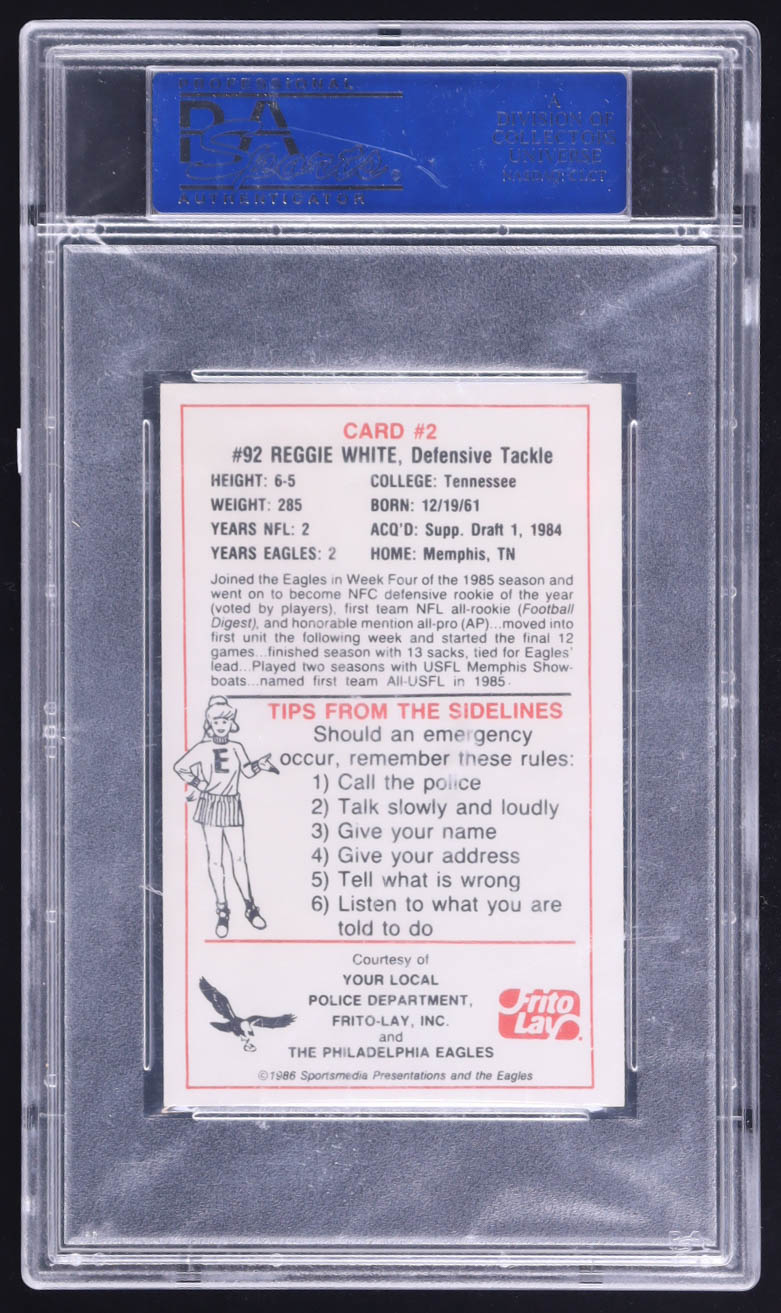 Reggie White 1986 Eagles Police #2 (PSA 9) at PristineAuction.com Reggie White 1986 Eagles Police #2 (PSA 9) at PristineAuction.com