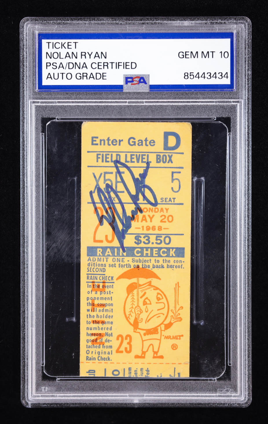 Nolan Ryan Signed Original 1967 Mets Shea Stadium Ticket (PSA | Autograph Graded PSA 10) at PristineAuction.com Nolan Ryan Signed Original 1967 Mets Shea Stadium Ticket (PSA | Autograph Graded PSA 10) at PristineAuction.com