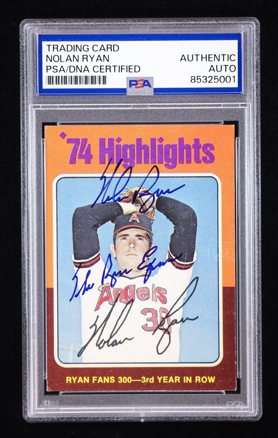 Nolan Ryan Signed 1975 Topps #500 Inscribed "The Ryan Express" (PSA) at PristineAuction.com Nolan Ryan Signed 1975 Topps #500 Inscribed "The Ryan Express" (PSA) at PristineAuction.com