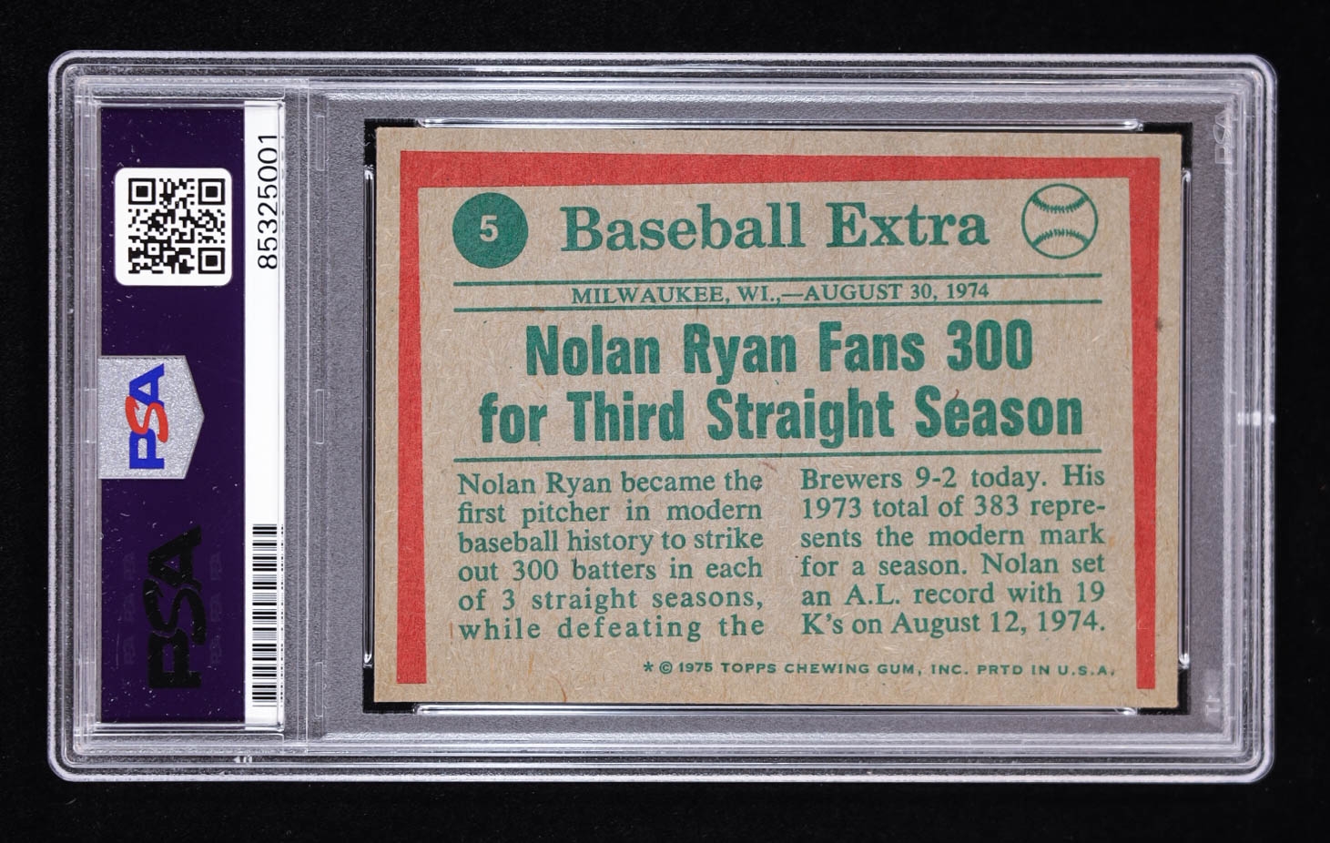 Nolan Ryan Signed 1975 Topps #500 Inscribed "The Ryan Express" (PSA) at PristineAuction.com Nolan Ryan Signed 1975 Topps #500 Inscribed "The Ryan Express" (PSA) at PristineAuction.com
