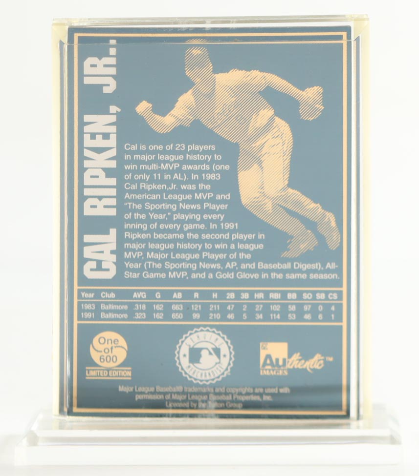 Cal Ripken AUthentic Images Gold Card Encapsulated with Stand #/600 ...