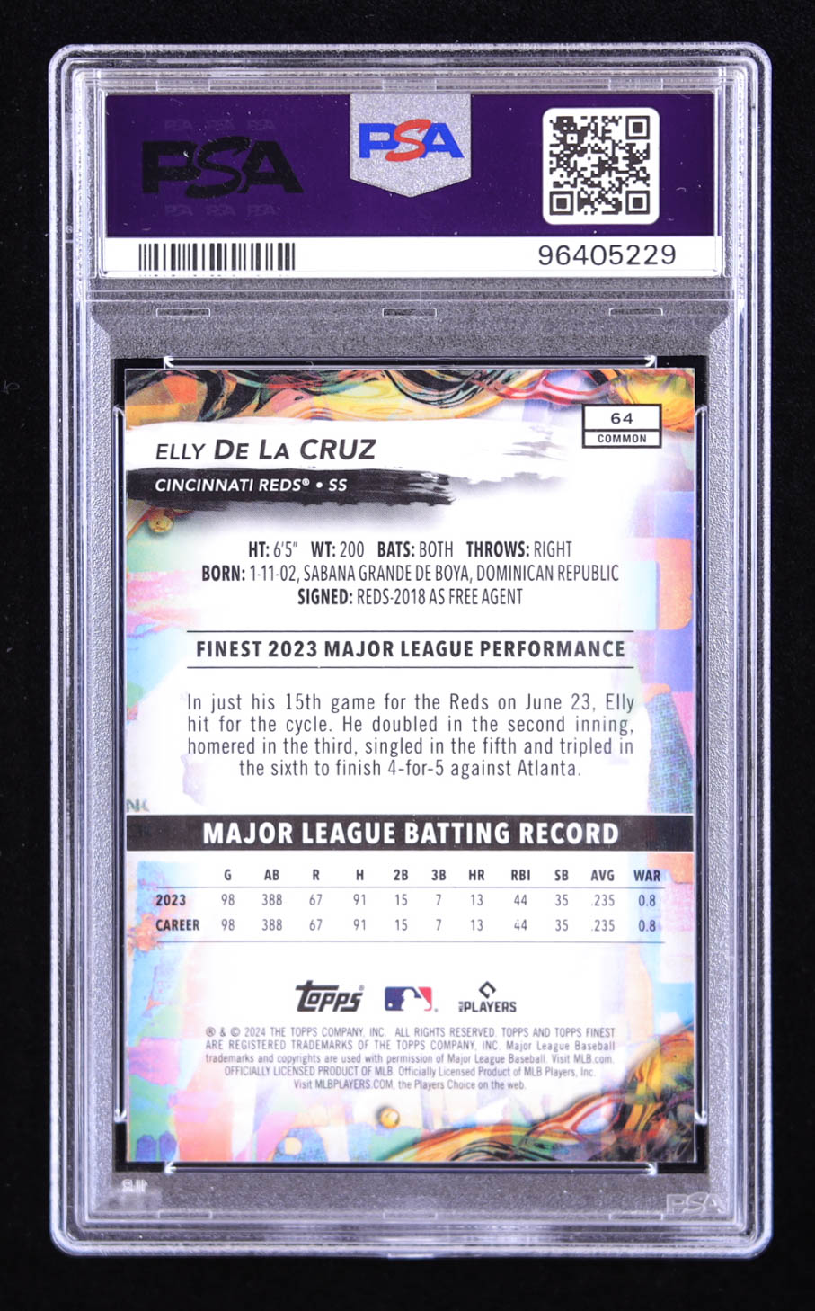 Elly De La Cruz 2024 Finest Checkerboard Refractors #64 RC (PSA 9) at PristineAuction.com Elly De La Cruz 2024 Finest Checkerboard Refractors #64 RC (PSA 9) at PristineAuction.com