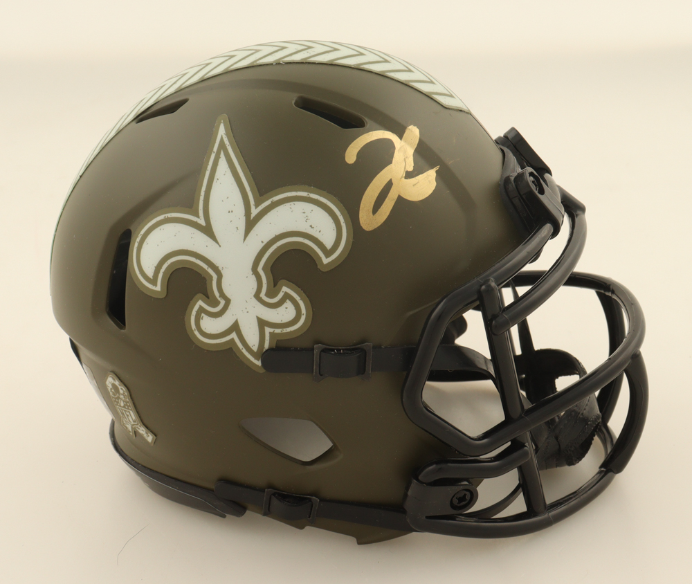 Derek Carr Signed Saints Salute To Service Alternate Speed Mini Helmet (Beckett) at PristineAuction.com Derek Carr Signed Saints Salute To Service Alternate Speed Mini Helmet (Beckett) at PristineAuction.com