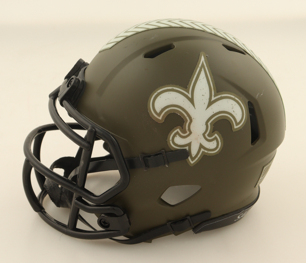 Derek Carr Signed Saints Salute To Service Alternate Speed Mini Helmet (Beckett) at PristineAuction.com Derek Carr Signed Saints Salute To Service Alternate Speed Mini Helmet (Beckett) at PristineAuction.com