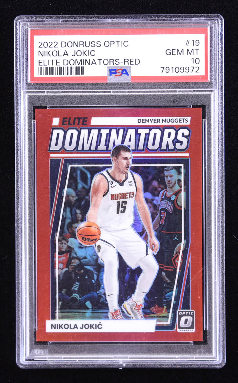 Nikola Jokic 2022-23 Donruss Optic Elite Dominators Red #19 #23/99 (PSA 10) at PristineAuction.com Nikola Jokic 2022-23 Donruss Optic Elite Dominators Red #19 #23/99 (PSA 10) at PristineAuction.com
