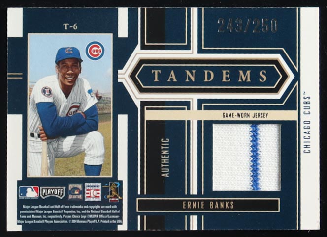 Sammy Sosa / Ernie Banks 2004 Playoff Honors Tandem Material #6 Jersey-Jersey #243/250 at PristineAuction.com Sammy Sosa / Ernie Banks 2004 Playoff Honors Tandem Material #6 Jersey-Jersey #243/250 at PristineAuction.com
