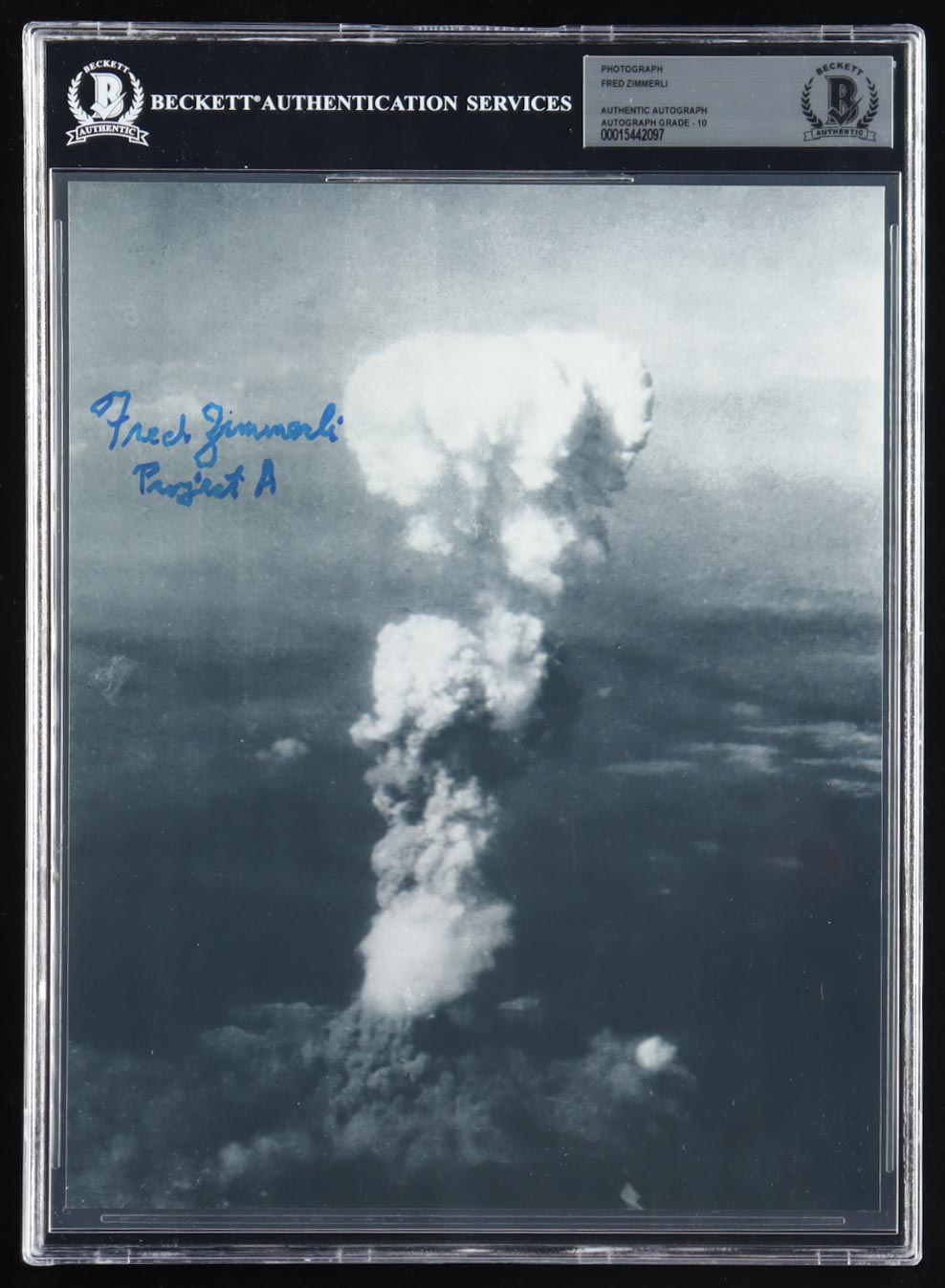 Fred Zimmerli Signed WWII 8x10 Photo Inscribed "Project A" (BAS | Autograph Grade 10) at PristineAuction.com Fred Zimmerli Signed WWII 8x10 Photo Inscribed "Project A" (BAS | Autograph Grade 10) at PristineAuction.com