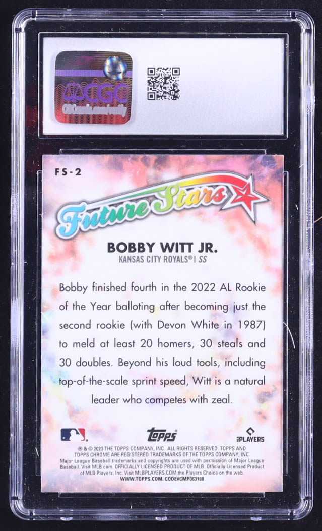 Bobby Witt Jr. 2023 Topps Chrome Future Stars #FS2 (CGC 10) at PristineAuction.com Bobby Witt Jr. 2023 Topps Chrome Future Stars #FS2 (CGC 10) at PristineAuction.com