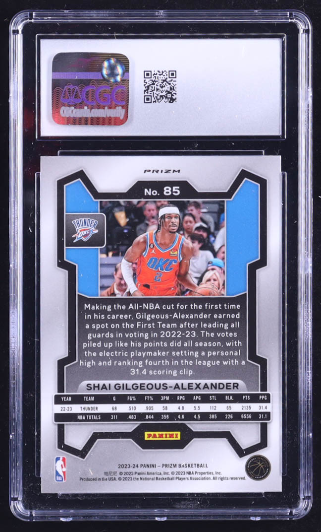 Shai Gilgeous-Alexander 2023-24 Panini Prizm Green #85 (CGC 10) at PristineAuction.com Shai Gilgeous-Alexander 2023-24 Panini Prizm Green #85 (CGC 10) at PristineAuction.com