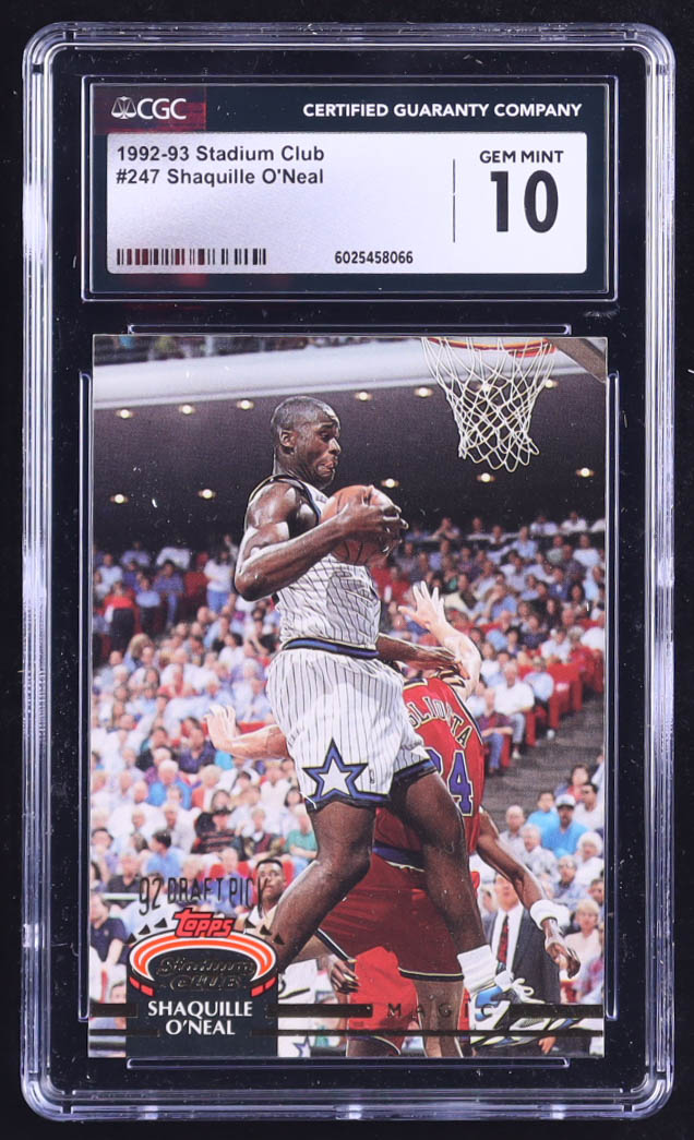 Shaquille O'Neal 1992-93 Stadium Club #247 RC (CGC 10) at PristineAuction.com Shaquille O'Neal 1992-93 Stadium Club #247 RC (CGC 10) at PristineAuction.com