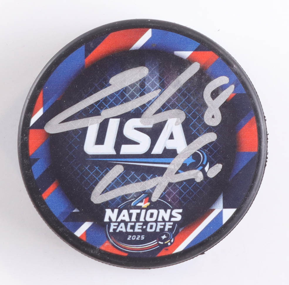 Zach Werenski Signed 2025 Nations Face-Off Logo Hockey Puck (JSA) at PristineAuction.com Zach Werenski Signed 2025 Nations Face-Off Logo Hockey Puck (JSA) at PristineAuction.com