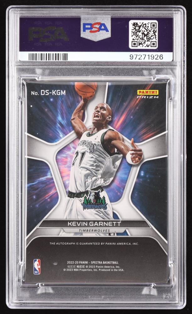 Kevin Garnett 2022-23 Panini Spectra Deep Space Signatures #15 #61/75 (PSA 8) at PristineAuction.com Kevin Garnett 2022-23 Panini Spectra Deep Space Signatures #15 #61/75 (PSA 8) at PristineAuction.com
