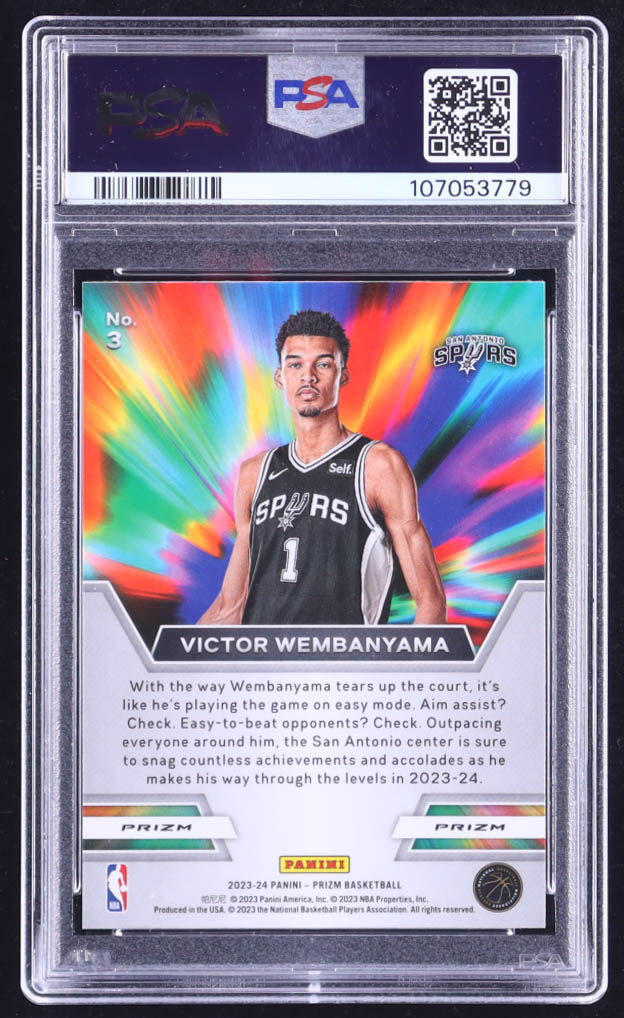 Victor Wembanyama 2023-24 Panini Prizm Instant Impact Prizms Silver #3 RC (PSA 10) at PristineAuction.com Victor Wembanyama 2023-24 Panini Prizm Instant Impact Prizms Silver #3 RC (PSA 10) at PristineAuction.com
