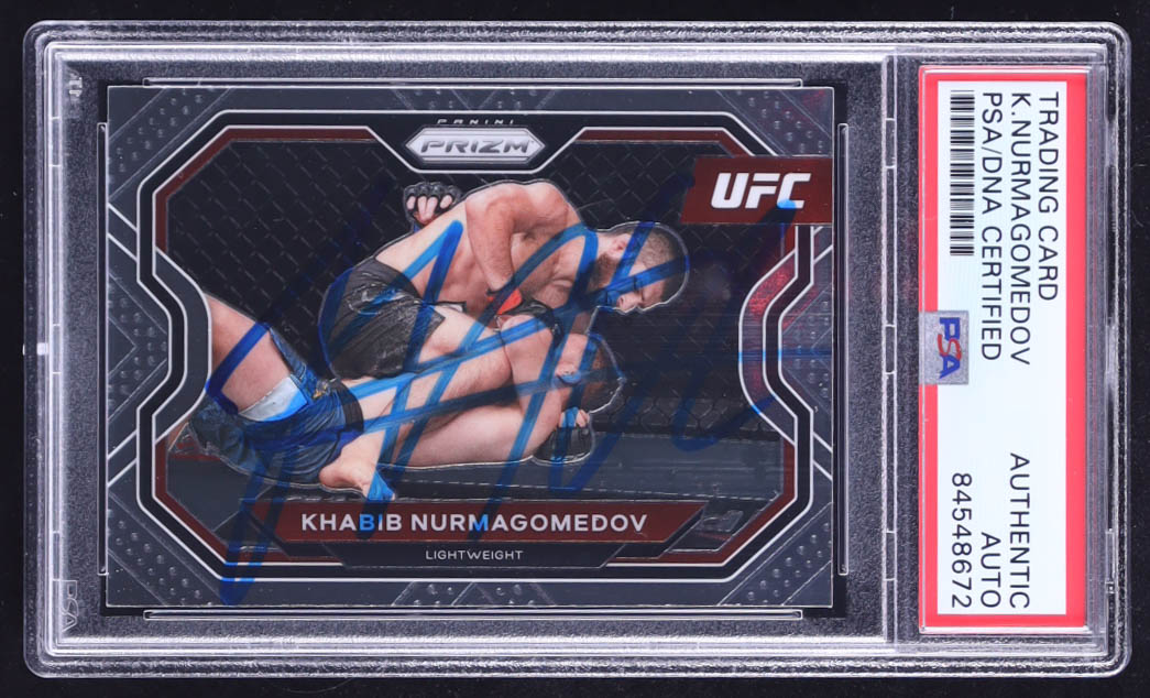 Khabib Nurmagomedov Signed 2021 Panini Prizm UFC #181 (PSA) at PristineAuction.com Khabib Nurmagomedov Signed 2021 Panini Prizm UFC #181 (PSA) at PristineAuction.com