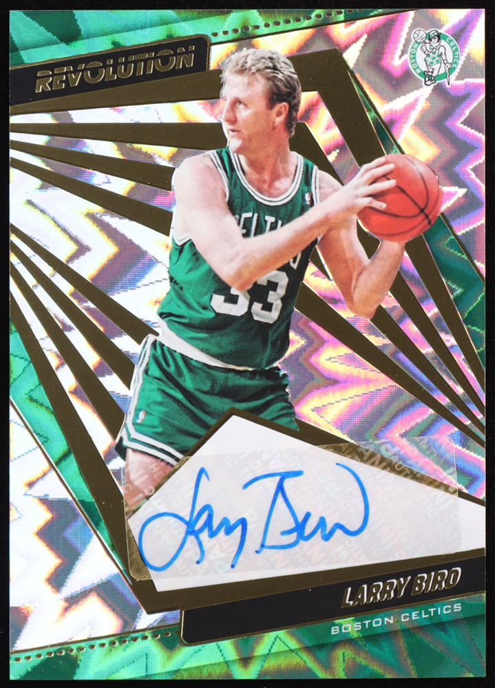 Larry Bird 2021-22 Panini Revolution Autographs Fractal #12 #091/100 at PristineAuction.com Larry Bird 2021-22 Panini Revolution Autographs Fractal #12 #091/100 at PristineAuction.com