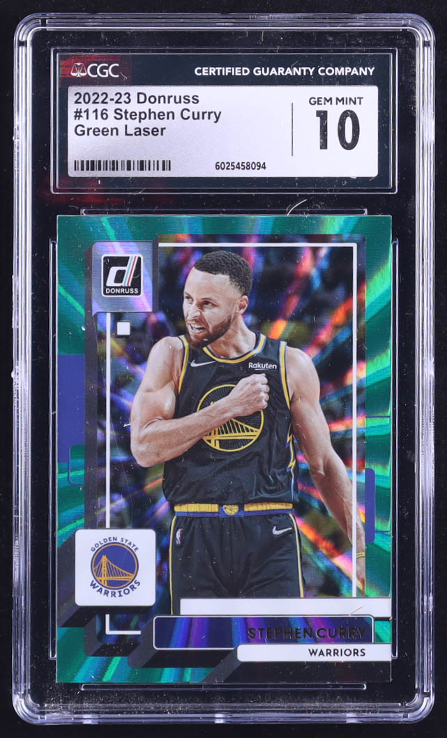Stephen Curry 2022-23 Donruss Green Laser #116 (CGC 10) at PristineAuction.com Stephen Curry 2022-23 Donruss Green Laser #116 (CGC 10) at PristineAuction.com