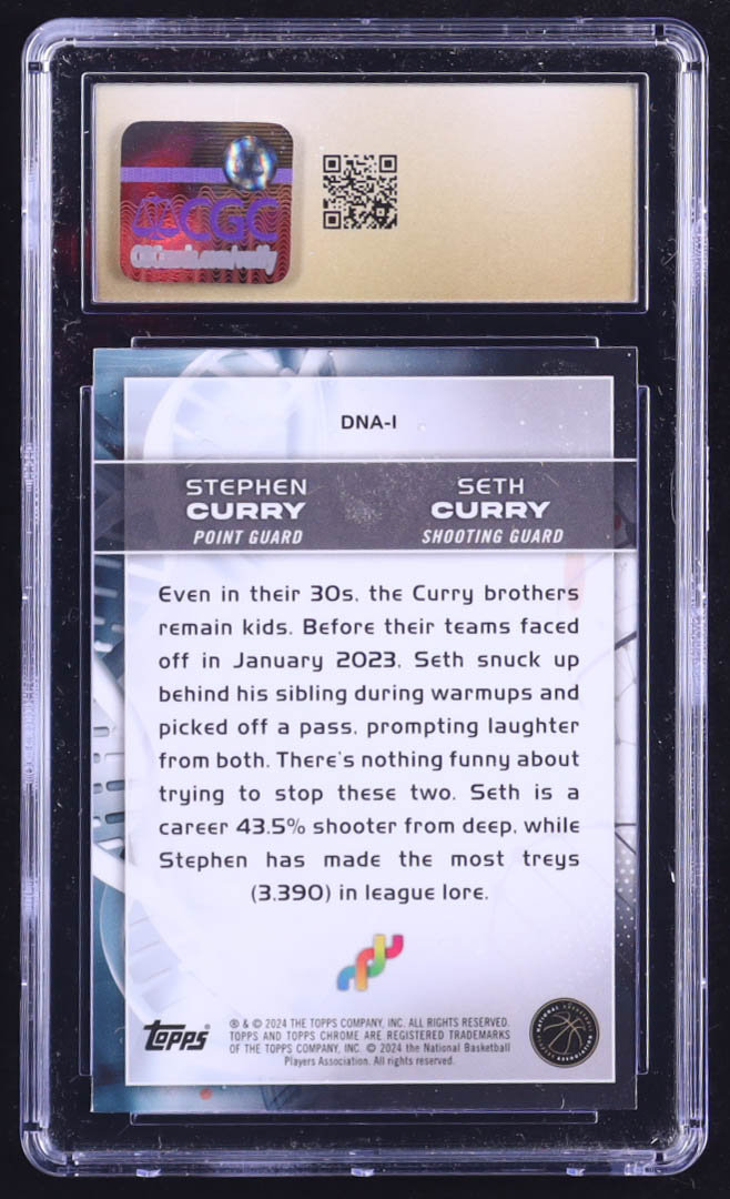 Stephen Curry / Seth Curry 2023-24 Topps Chrome DNA #DNA1 (CGC Pristine 10) at PristineAuction.com Stephen Curry / Seth Curry 2023-24 Topps Chrome DNA #DNA1 (CGC Pristine 10) at PristineAuction.com