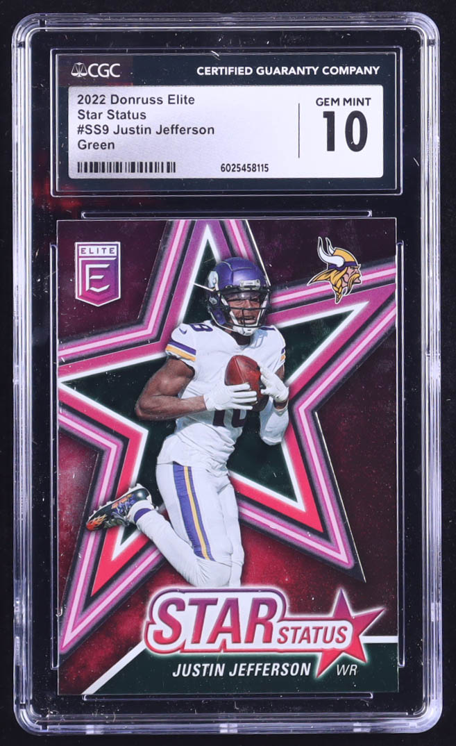Justin Jefferson 2022 Donruss Elite Star Status Green #SS9 (CGC 10) at PristineAuction.com Justin Jefferson 2022 Donruss Elite Star Status Green #SS9 (CGC 10) at PristineAuction.com