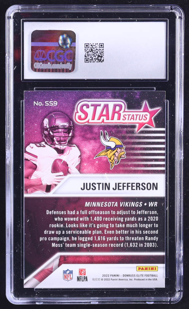 Justin Jefferson 2022 Donruss Elite Star Status Green #SS9 (CGC 10) at PristineAuction.com Justin Jefferson 2022 Donruss Elite Star Status Green #SS9 (CGC 10) at PristineAuction.com